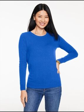 Talbots Cobalt Blue Scoop Neck 100% Pure Cashemere Sweater - XL